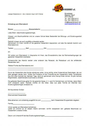 Einladung zum Elternabend